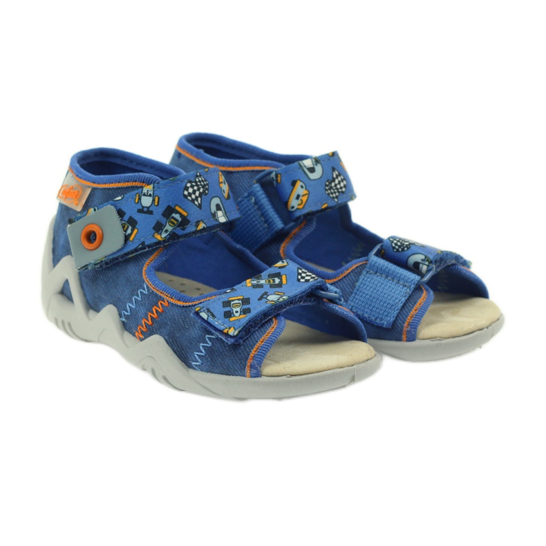 Befado sandaler 250p läderinlägg blå orange 4