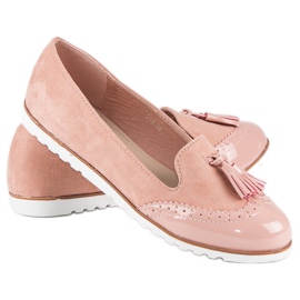 Super Me Rosa mockasiner med fransar 2