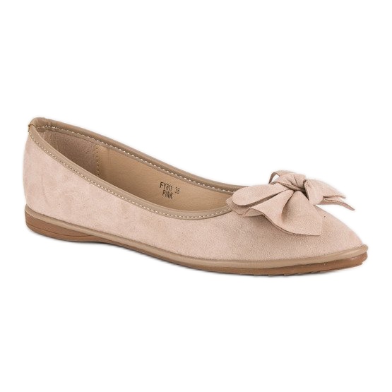 Sweet Shoes Ballerinor i mocka med rosett rosa 1