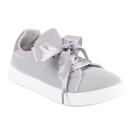 Sneakers i textil med snörning grå 1