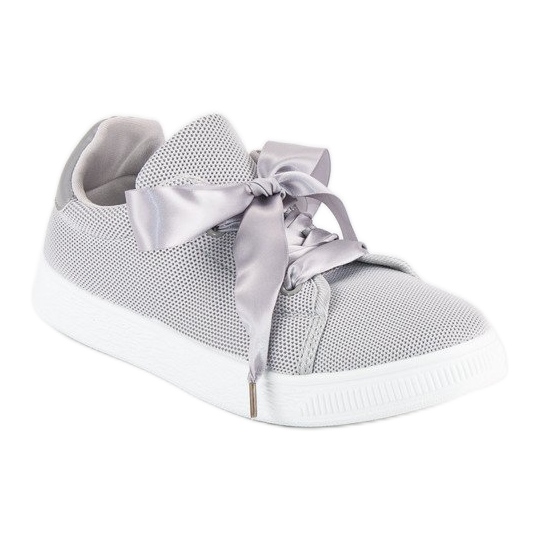 Sneakers i textil med snörning grå 1