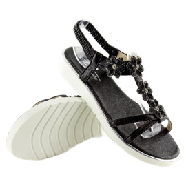 Bekväma sandaler med blommor svart 127-58 Svart 2