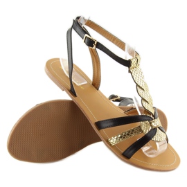 Sandaler för kvinnor guld glans svart 758 svart 1