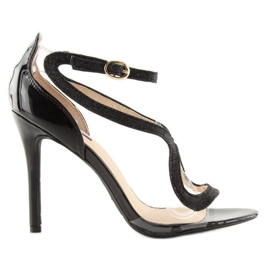 Svarta sandaler på hög klack 1443 svart 2