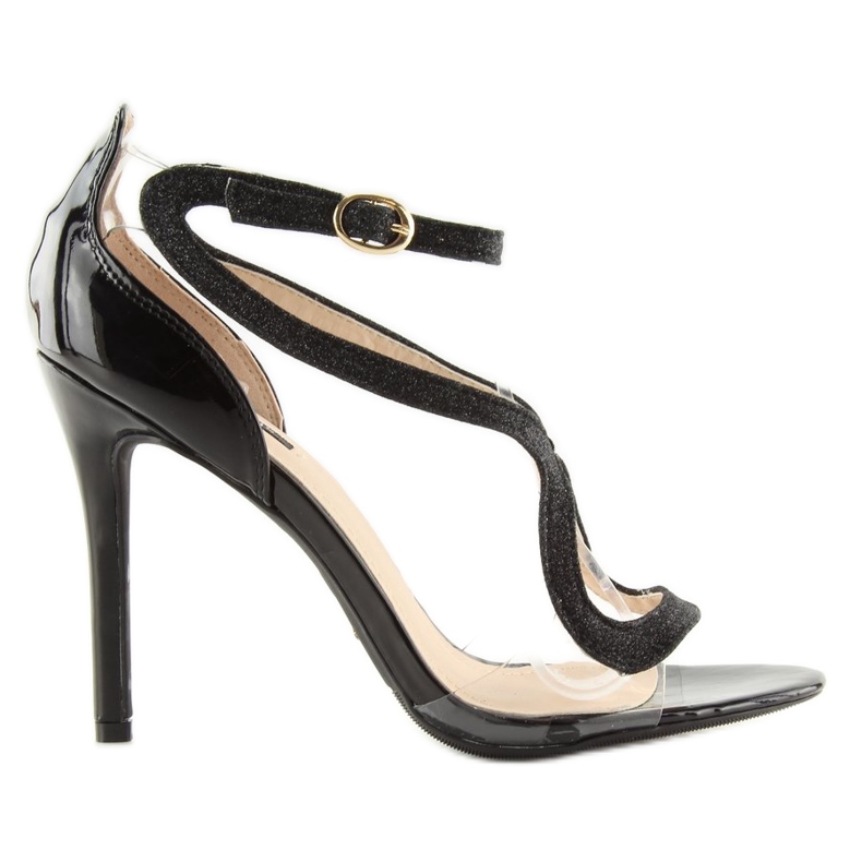 Svarta sandaler på hög klack 1443 svart 2