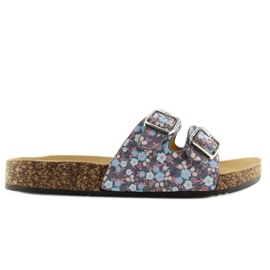 Grå korksula tofflor 6231 blå 2