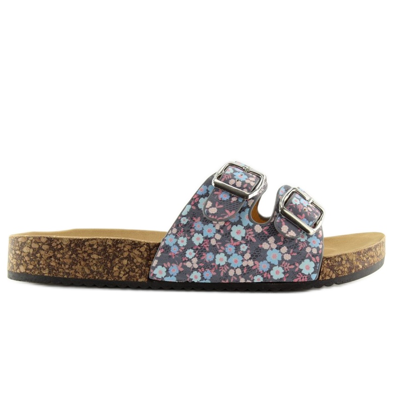 Grå korksula tofflor 6231 blå 2