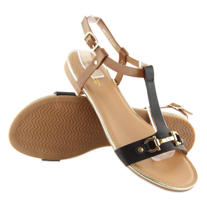 Svarta sandaler på platt sula svart 9871 Svart 1