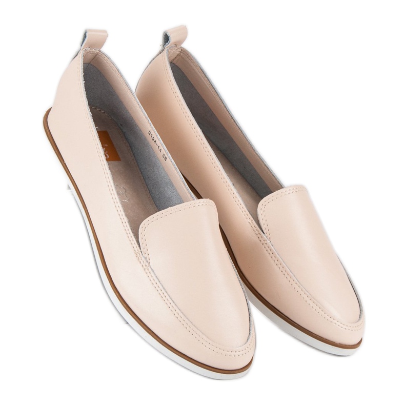 Mazaro Loafers i beige läder 1