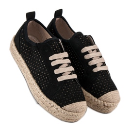 Corina Openwork Espadrilles på kilen svart 1