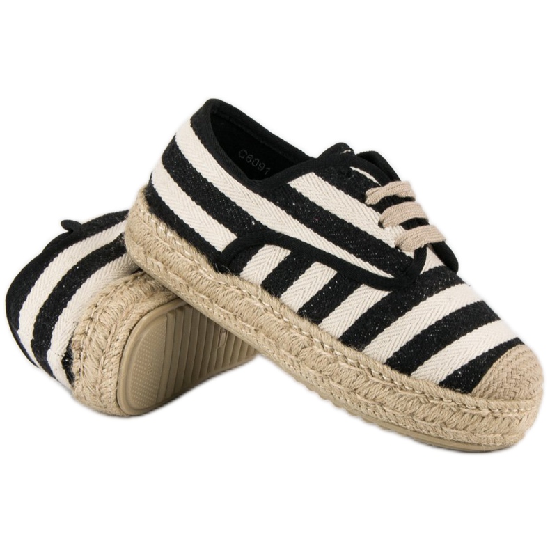 Corina Knuten Ribbade Espadrilles svart brun 1