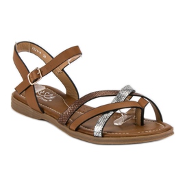 Small Swan Klassiska bruna sandaler grå 1