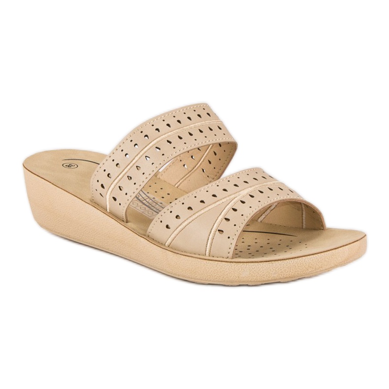Beige wedge tofflor 1