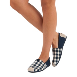 L. Day Marinblå rutiga slipons brun 1