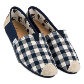 L. Day Marinblå rutiga slipons brun 2