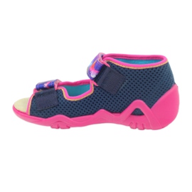 Befado sandaler tofflor, lädersula rosa marinblå 2