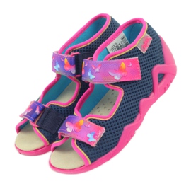 Befado sandaler tofflor, lädersula rosa marinblå 4