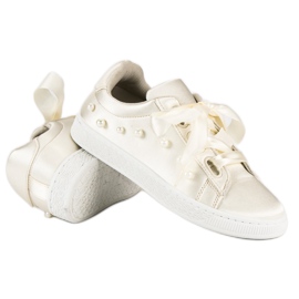 Satin Sneakers Med Pärlor beige 2