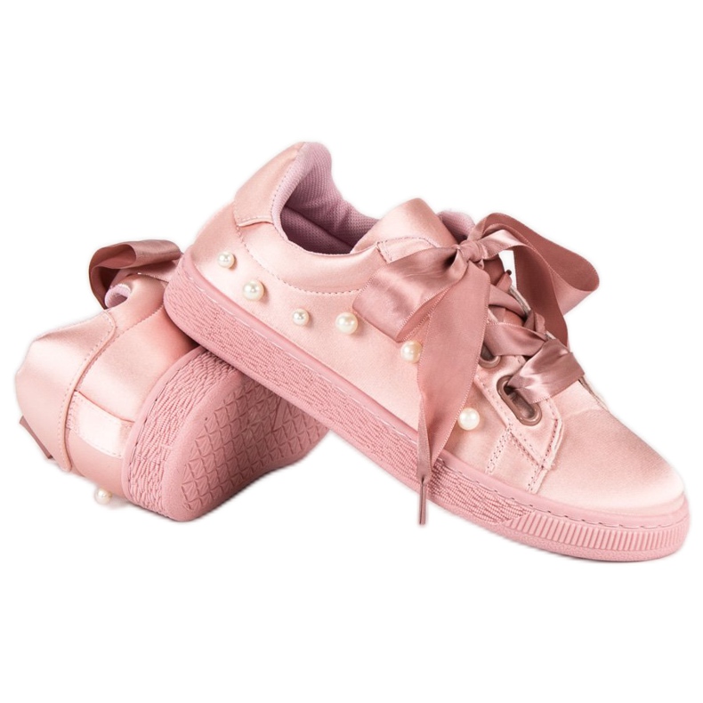 Satin Sneakers Med Pärlor rosa 1