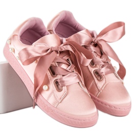 Satin Sneakers Med Pärlor rosa 2