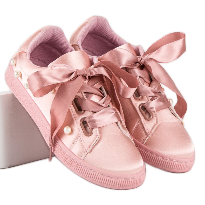Satin Sneakers Med Pärlor rosa 2