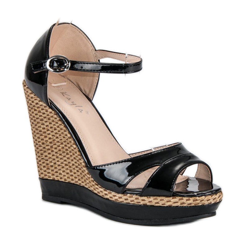 Kayla Svartlackerade kilsandaler 1