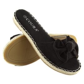 Svarta 8758 svarta tofflor med rosett 2