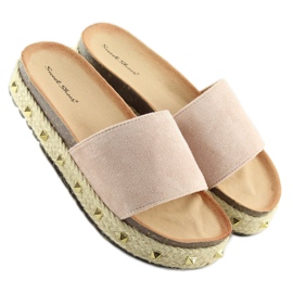 LS51 nejlika beige espadrillotofflor 2