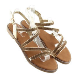 Sandaler med gyllene cubic zirconias K952 guld 2