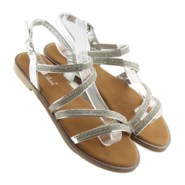 Silversandaler med cubic zirconia K952 silver grå 2