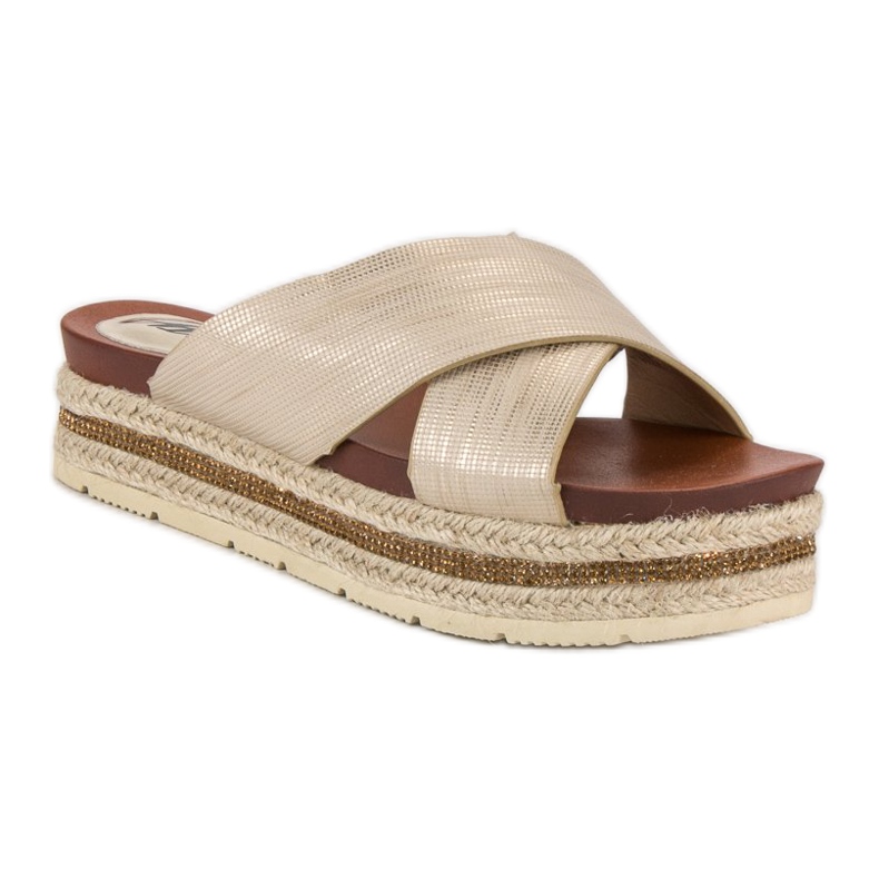 Gyllene flip-flops espadrillor 1