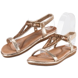 Marquiz Gyllene platta sandaler med ett elastiskt band 2