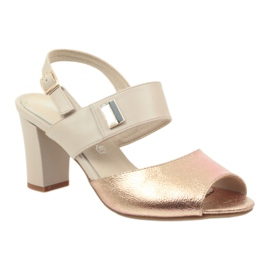 M.Daszyński Lädersandaler Daszyński SA107 beige rosa 1