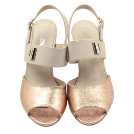 M.Daszyński Lädersandaler Daszyński SA107 beige rosa 3