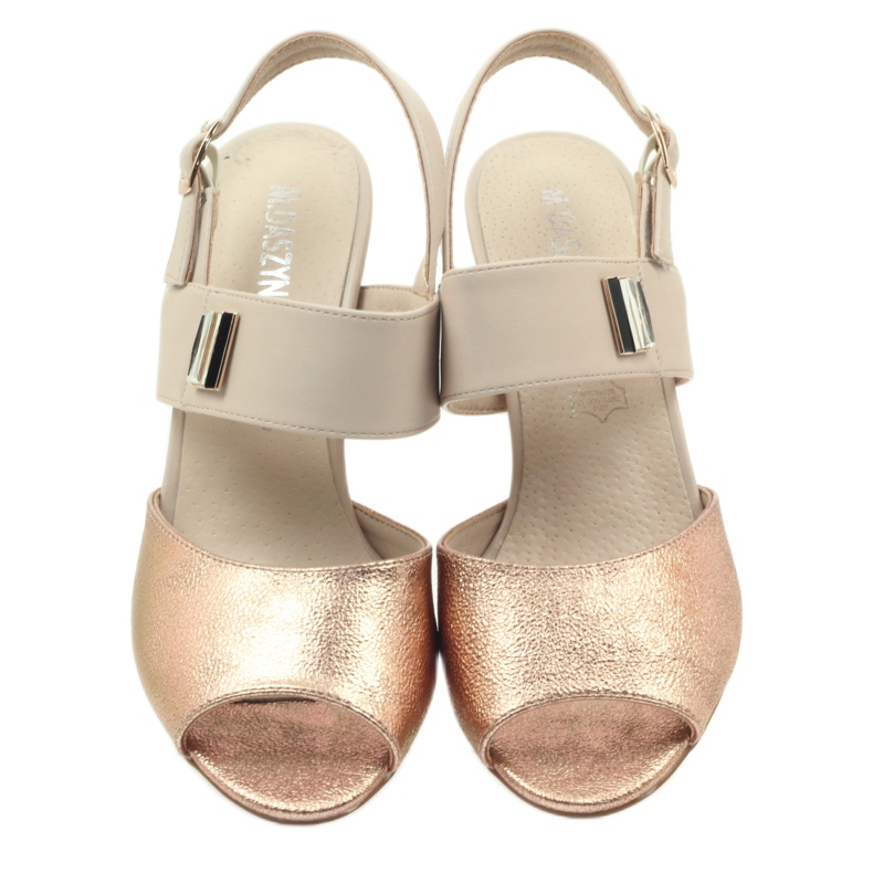 M.Daszyński Lädersandaler Daszyński SA107 beige rosa 3