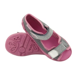 Sandaler tofflor med prickiga Befado 242p082 grå rosa 3