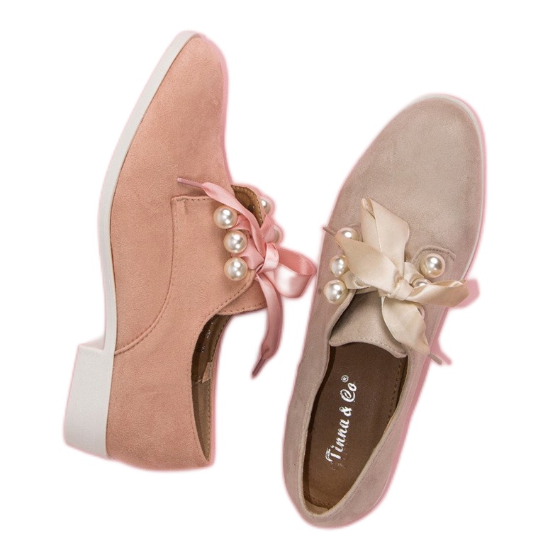 Tina&Co Knyta brogues med pärlor brun 1