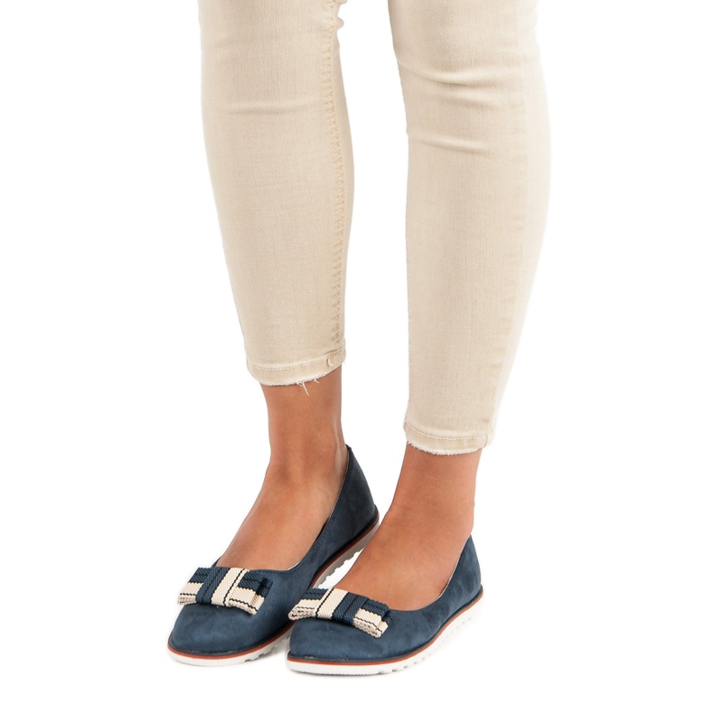 Mocka ballerinor brun marinblå 1