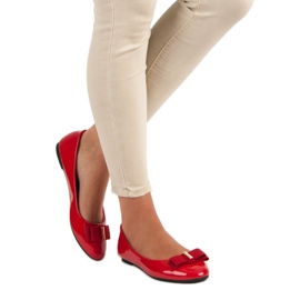 Diamantique Lackade ballerinor med rosett röd 1