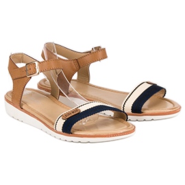 Laura Mode Platta sandaler i textil brun 1