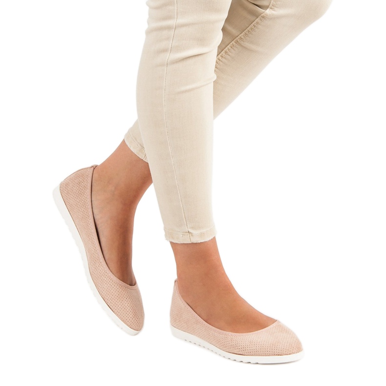 Sun Color Genombrutna ballerinor i mocka rosa 1