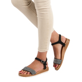 Ch. Creation Svarta platta sandaler 1