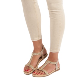 Queentina Platta sandaler med ett elastiskt band gul 1