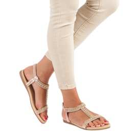 Queentina Platta sandaler med ett elastiskt band rosa 1