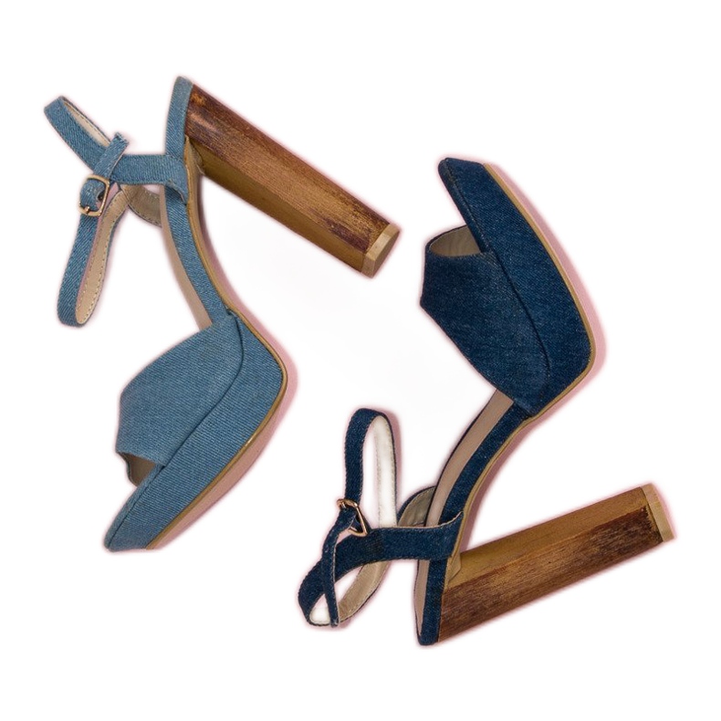 R'S Högklackade denimsandaler blå 1