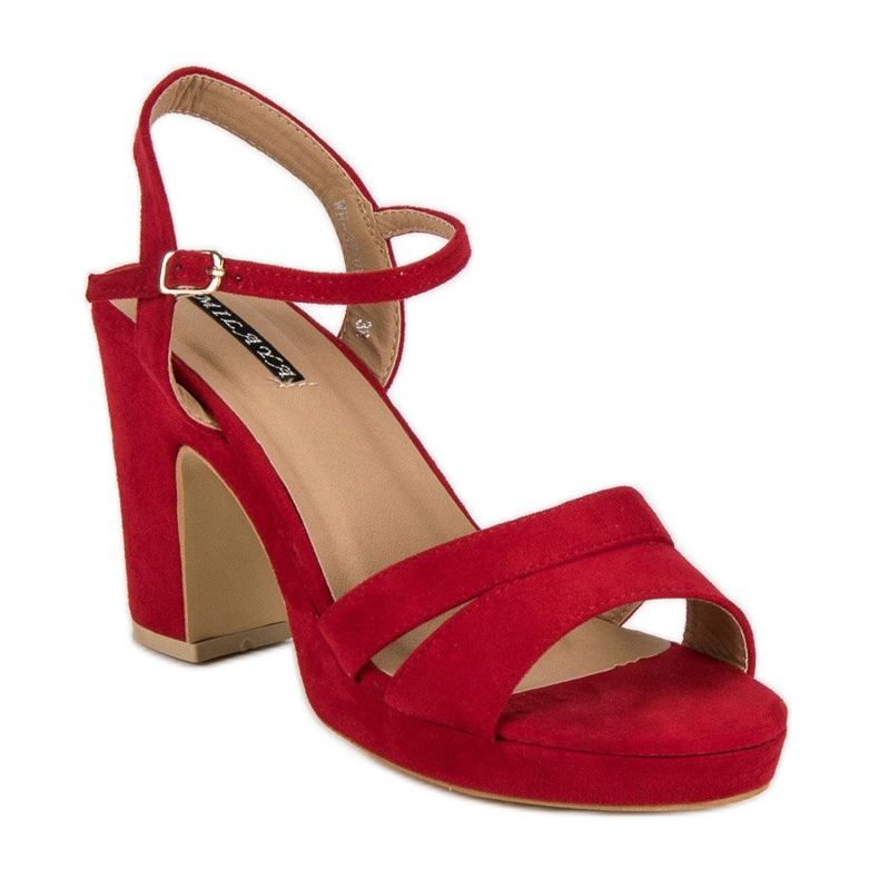 Milaya Moderiktiga högklackade sandaler röd 1