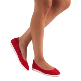 Sun Color Genombrutna ballerinor i mocka röd 2