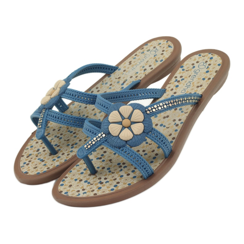 Rider Flipflops, barnflipflops med vattenblomma, Grendha, blå 5