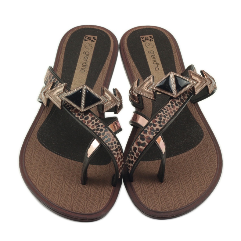 Ipanema Damtofflor flipflops med Grendha-stenar brun 4