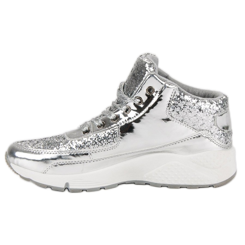 Silver sneakers med glitter grå 1